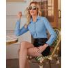 imagesiliteelon Button Down Shirts for Women Slim fit Long Sleeve Stretch Dress Shirts Work Shirt Wrinkle Free Office BlousesMist Blue
