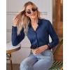 imagesiliteelon Button Down Shirts for Women Slim fit Long Sleeve Stretch Dress Shirts Work Shirt Wrinkle Free Office BlousesNavy Blue