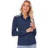 imagesiliteelon Button Down Shirts for Women Slim fit Long Sleeve Stretch Dress Shirts Work Shirt Wrinkle Free Office BlousesNavy Blue