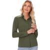 imagesiliteelon Button Down Shirts for Women Slim fit Long Sleeve Stretch Dress Shirts Work Shirt Wrinkle Free Office BlousesOlive Green