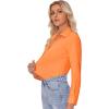 imagesiliteelon Button Down Shirts for Women Slim fit Long Sleeve Stretch Dress Shirts Work Shirt Wrinkle Free Office BlousesOrange
