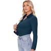 imagesiliteelon Button Down Shirts for Women Slim fit Long Sleeve Stretch Dress Shirts Work Shirt Wrinkle Free Office BlousesPeacock Blue
