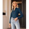 imagesiliteelon Button Down Shirts for Women Slim fit Long Sleeve Stretch Dress Shirts Work Shirt Wrinkle Free Office BlousesPeacock Blue