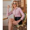 imagesiliteelon Button Down Shirts for Women Slim fit Long Sleeve Stretch Dress Shirts Work Shirt Wrinkle Free Office BlousesPink