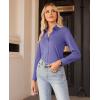 imagesiliteelon Button Down Shirts for Women Slim fit Long Sleeve Stretch Dress Shirts Work Shirt Wrinkle Free Office BlousesPurple