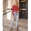 imagesiliteelon Button Down Shirts for Women Slim fit Long Sleeve Stretch Dress Shirts Work Shirt Wrinkle Free Office BlousesRed