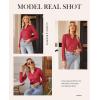 imagesiliteelon Button Down Shirts for Women Slim fit Long Sleeve Stretch Dress Shirts Work Shirt Wrinkle Free Office BlousesRed