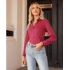 imagesiliteelon Button Down Shirts for Women Slim fit Long Sleeve Stretch Dress Shirts Work Shirt Wrinkle Free Office BlousesRed