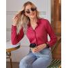 imagesiliteelon Button Down Shirts for Women Slim fit Long Sleeve Stretch Dress Shirts Work Shirt Wrinkle Free Office BlousesRed