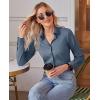 imagesiliteelon Button Down Shirts for Women Slim fit Long Sleeve Stretch Dress Shirts Work Shirt Wrinkle Free Office BlousesSlate Blue