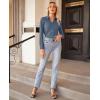 imagesiliteelon Button Down Shirts for Women Slim fit Long Sleeve Stretch Dress Shirts Work Shirt Wrinkle Free Office BlousesSlate Blue