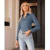 imagesiliteelon Button Down Shirts for Women Slim fit Long Sleeve Stretch Dress Shirts Work Shirt Wrinkle Free Office BlousesSlate Blue