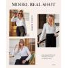 imagesiliteelon Button Down Shirts for Women Slim fit Long Sleeve Stretch Dress Shirts Work Shirt Wrinkle Free Office BlousesWhite