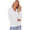imagesiliteelon Button Down Shirts for Women Slim fit Long Sleeve Stretch Dress Shirts Work Shirt Wrinkle Free Office BlousesWhite