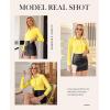 imagesiliteelon Button Down Shirts for Women Slim fit Long Sleeve Stretch Dress Shirts Work Shirt Wrinkle Free Office BlousesYellow