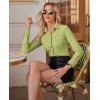 imagesiliteelon Button Down Shirts for Women Slim fit Long Sleeve Stretch Dress Shirts Work Shirt Wrinkle Free Office BlousesYellow Green