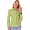 imagesiliteelon Button Down Shirts for Women Slim fit Long Sleeve Stretch Dress Shirts Work Shirt Wrinkle Free Office BlousesYellow Green