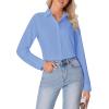 imagesiliteelon Button Down Shirts for Women Wrinkle Free Dress Shirts Long Sleeve Shirts Formal Work Office Blouses TopsAiry Blue