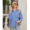 imagesiliteelon Button Down Shirts for Women Wrinkle Free Dress Shirts Long Sleeve Shirts Formal Work Office Blouses TopsAiry Blue