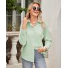 imagesiliteelon Button Down Shirts for Women Wrinkle Free Dress Shirts Long Sleeve Shirts Formal Work Office Blouses TopsBean Green