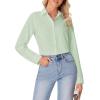 imagesiliteelon Button Down Shirts for Women Wrinkle Free Dress Shirts Long Sleeve Shirts Formal Work Office Blouses TopsBean Green
