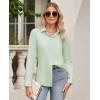 imagesiliteelon Button Down Shirts for Women Wrinkle Free Dress Shirts Long Sleeve Shirts Formal Work Office Blouses TopsBean Green