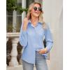 imagesiliteelon Button Down Shirts for Women Wrinkle Free Dress Shirts Long Sleeve Shirts Formal Work Office Blouses TopsBlue