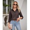 imagesiliteelon Button Down Shirts for Women Wrinkle Free Dress Shirts Long Sleeve Shirts Formal Work Office Blouses TopsBrown