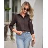 imagesiliteelon Button Down Shirts for Women Wrinkle Free Dress Shirts Long Sleeve Shirts Formal Work Office Blouses TopsBrown