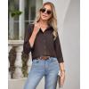 imagesiliteelon Button Down Shirts for Women Wrinkle Free Dress Shirts Long Sleeve Shirts Formal Work Office Blouses TopsBrown