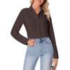 imagesiliteelon Button Down Shirts for Women Wrinkle Free Dress Shirts Long Sleeve Shirts Formal Work Office Blouses TopsBrown