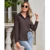 imagesiliteelon Button Down Shirts for Women Wrinkle Free Dress Shirts Long Sleeve Shirts Formal Work Office Blouses TopsBrown