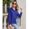imagesiliteelon Button Down Shirts for Women Wrinkle Free Dress Shirts Long Sleeve Shirts Formal Work Office Blouses TopsBusiness Blue