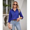 imagesiliteelon Button Down Shirts for Women Wrinkle Free Dress Shirts Long Sleeve Shirts Formal Work Office Blouses TopsBusiness Blue