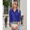 imagesiliteelon Button Down Shirts for Women Wrinkle Free Dress Shirts Long Sleeve Shirts Formal Work Office Blouses TopsBusiness Blue