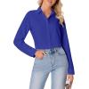 imagesiliteelon Button Down Shirts for Women Wrinkle Free Dress Shirts Long Sleeve Shirts Formal Work Office Blouses TopsBusiness Blue