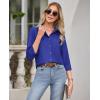 imagesiliteelon Button Down Shirts for Women Wrinkle Free Dress Shirts Long Sleeve Shirts Formal Work Office Blouses TopsBusiness Blue