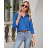 imagesiliteelon Button Down Shirts for Women Wrinkle Free Dress Shirts Long Sleeve Shirts Formal Work Office Blouses TopsCobalt Blue