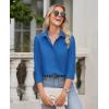 imagesiliteelon Button Down Shirts for Women Wrinkle Free Dress Shirts Long Sleeve Shirts Formal Work Office Blouses TopsCobalt Blue