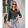 imagesiliteelon Button Down Shirts for Women Wrinkle Free Dress Shirts Long Sleeve Shirts Formal Work Office Blouses TopsDark Green