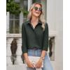 imagesiliteelon Button Down Shirts for Women Wrinkle Free Dress Shirts Long Sleeve Shirts Formal Work Office Blouses TopsDark Green