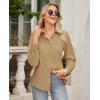 imagesiliteelon Button Down Shirts for Women Wrinkle Free Dress Shirts Long Sleeve Shirts Formal Work Office Blouses TopsDark Khaki