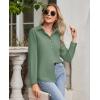 imagesiliteelon Button Down Shirts for Women Wrinkle Free Dress Shirts Long Sleeve Shirts Formal Work Office Blouses TopsForest Green