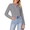 imagesiliteelon Button Down Shirts for Women Wrinkle Free Dress Shirts Long Sleeve Shirts Formal Work Office Blouses TopsLight Gray