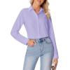 imagesiliteelon Button Down Shirts for Women Wrinkle Free Dress Shirts Long Sleeve Shirts Formal Work Office Blouses TopsLight Purple