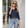 imagesiliteelon Button Down Shirts for Women Wrinkle Free Dress Shirts Long Sleeve Shirts Formal Work Office Blouses TopsNavy Blue