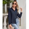 imagesiliteelon Button Down Shirts for Women Wrinkle Free Dress Shirts Long Sleeve Shirts Formal Work Office Blouses TopsNavy Blue