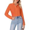 imagesiliteelon Button Down Shirts for Women Wrinkle Free Dress Shirts Long Sleeve Shirts Formal Work Office Blouses TopsOrange