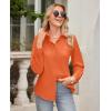 imagesiliteelon Button Down Shirts for Women Wrinkle Free Dress Shirts Long Sleeve Shirts Formal Work Office Blouses TopsOrange
