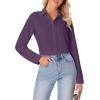 imagesiliteelon Button Down Shirts for Women Wrinkle Free Dress Shirts Long Sleeve Shirts Formal Work Office Blouses TopsPurple